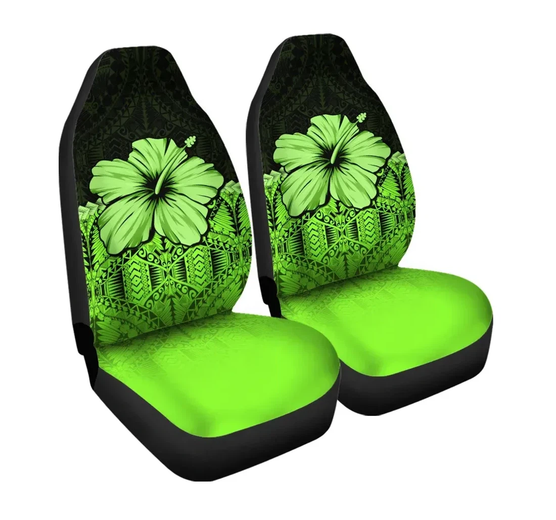 Polynesian Hibiscus Green A02 Universal Front Car Seat Cover