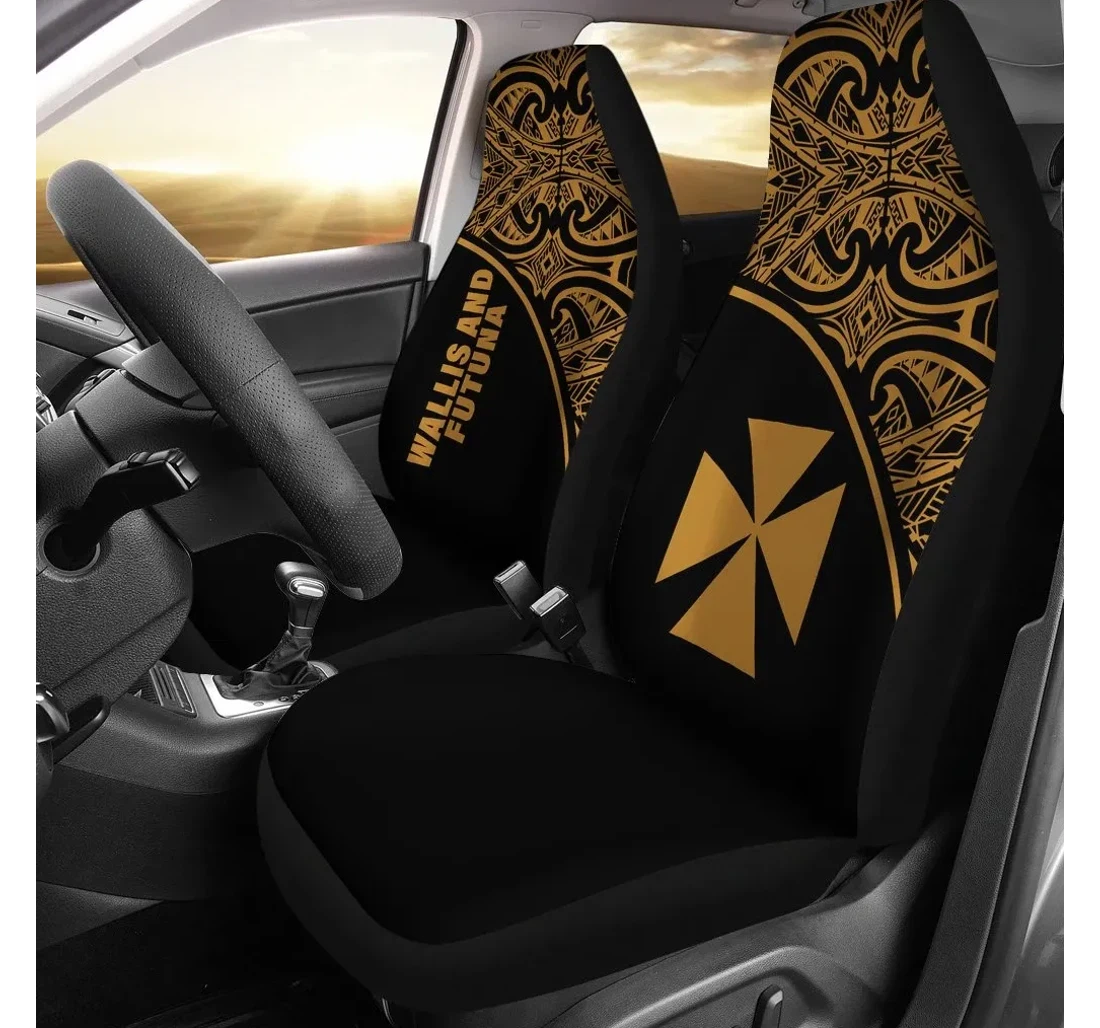 Wallis And Futuna Polynesian Gold Curve Bn11 Universal Front Car Seat Cover