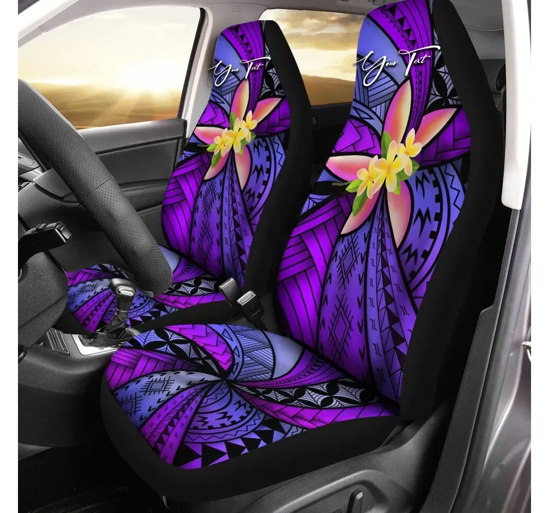 Custom Polynesian Plumeria Purple Personal Signature A24 Universal Front Car Seat Cover