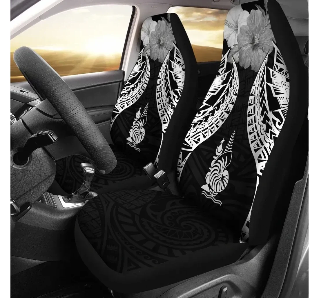 New Caledonia Polynesian Pride Seal And Hibiscus Black Bn39 Universal Front Car Seat Cover