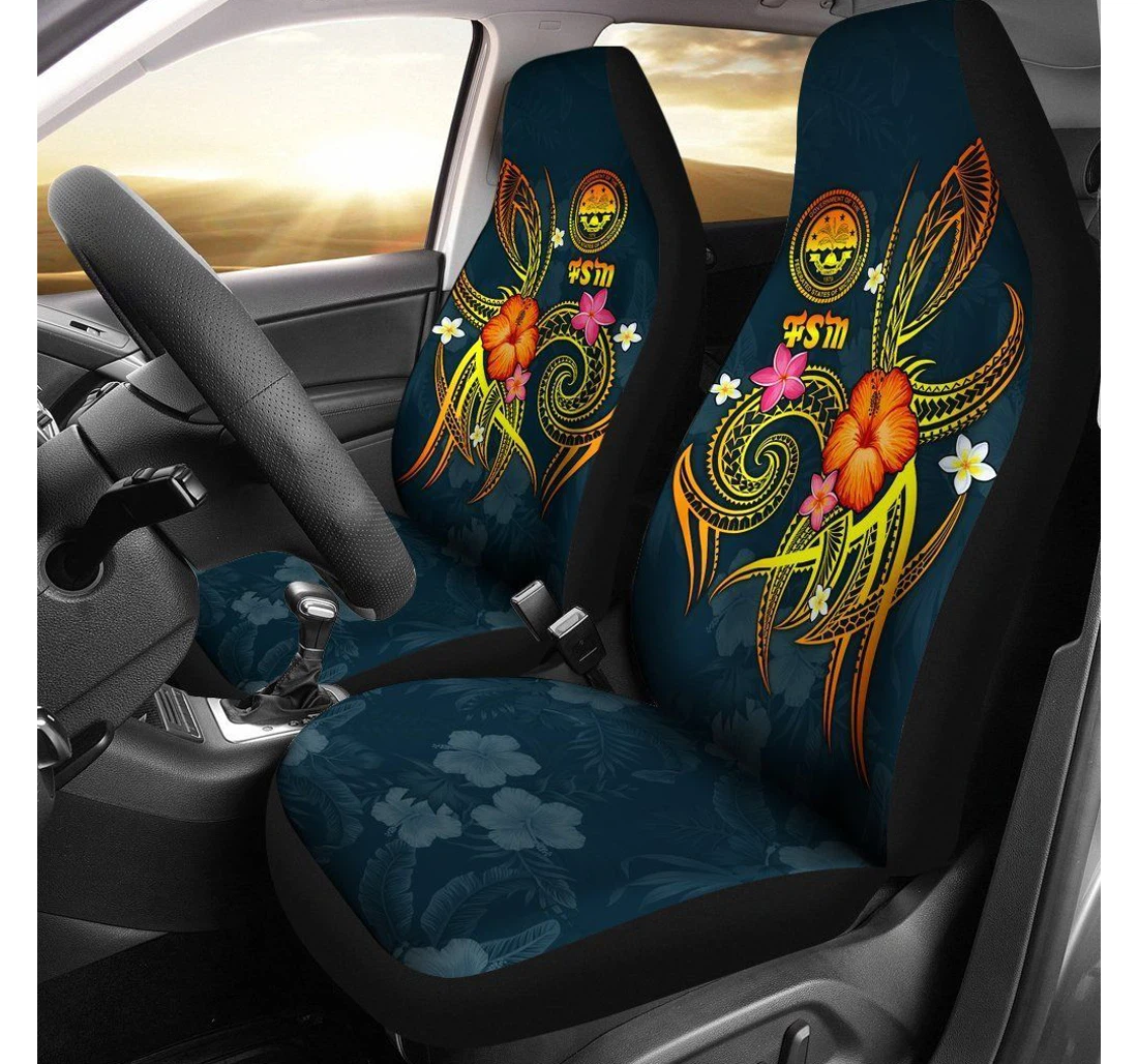 Federated States Of Micronesia Polynesian Legend Of Fsm Blue Bn15 Universal Front Car Seat Cover