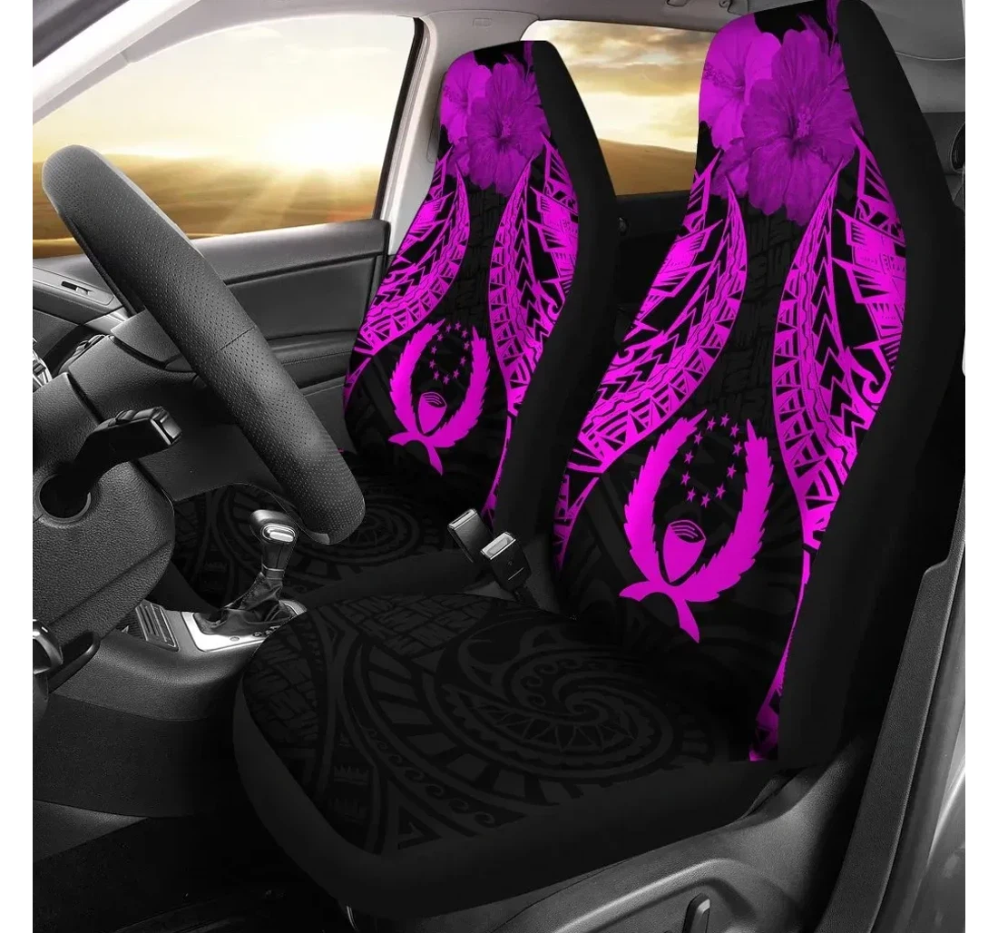 Pohnpei Polynesian Pride Seal And Hibiscus Pink Bn39 Universal Front Car Seat Cover