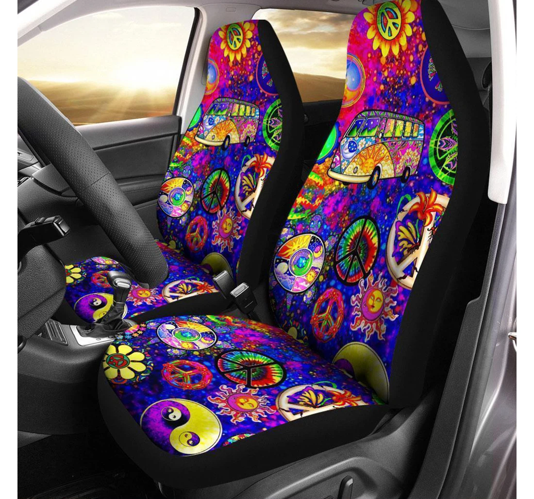 Peace Signs Pattern Custom Colorful Universal Front Car Seat Cover