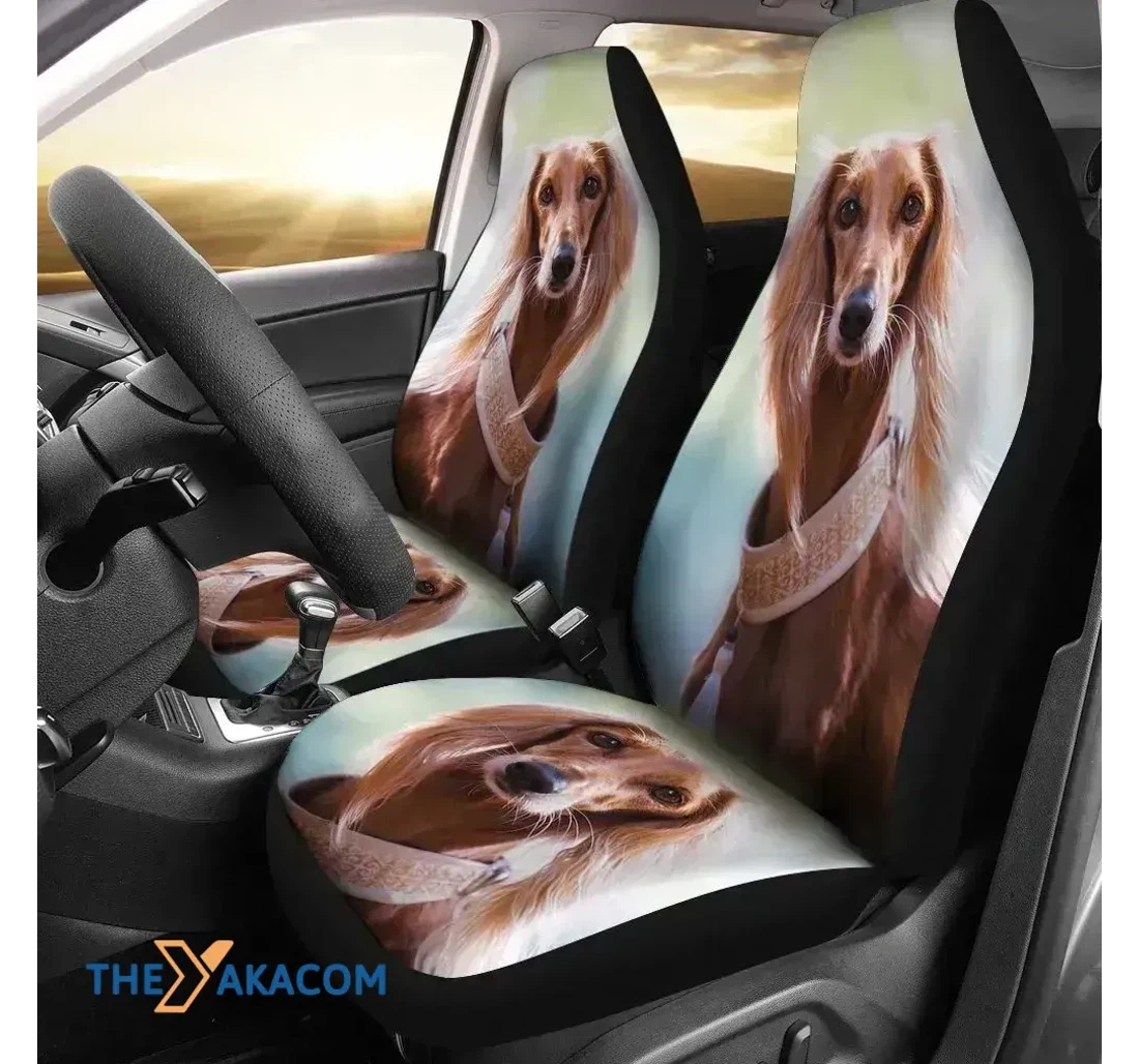 The Portrait Of Lovely Saluki Dog Universal Front Car Seat Cover