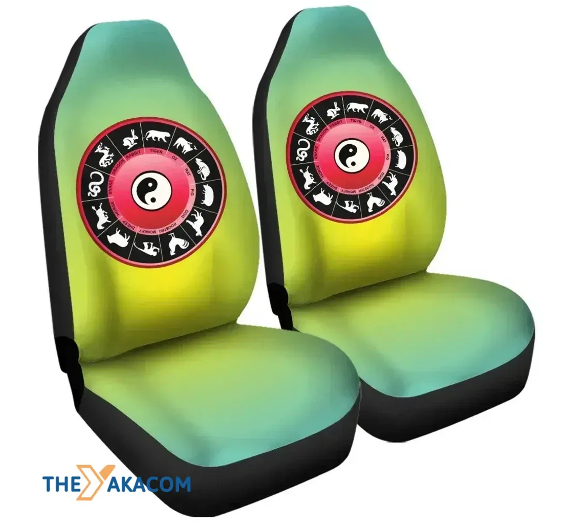 Yin Yang Chinese Zodiac Signs Universal Front Car Seat Cover
