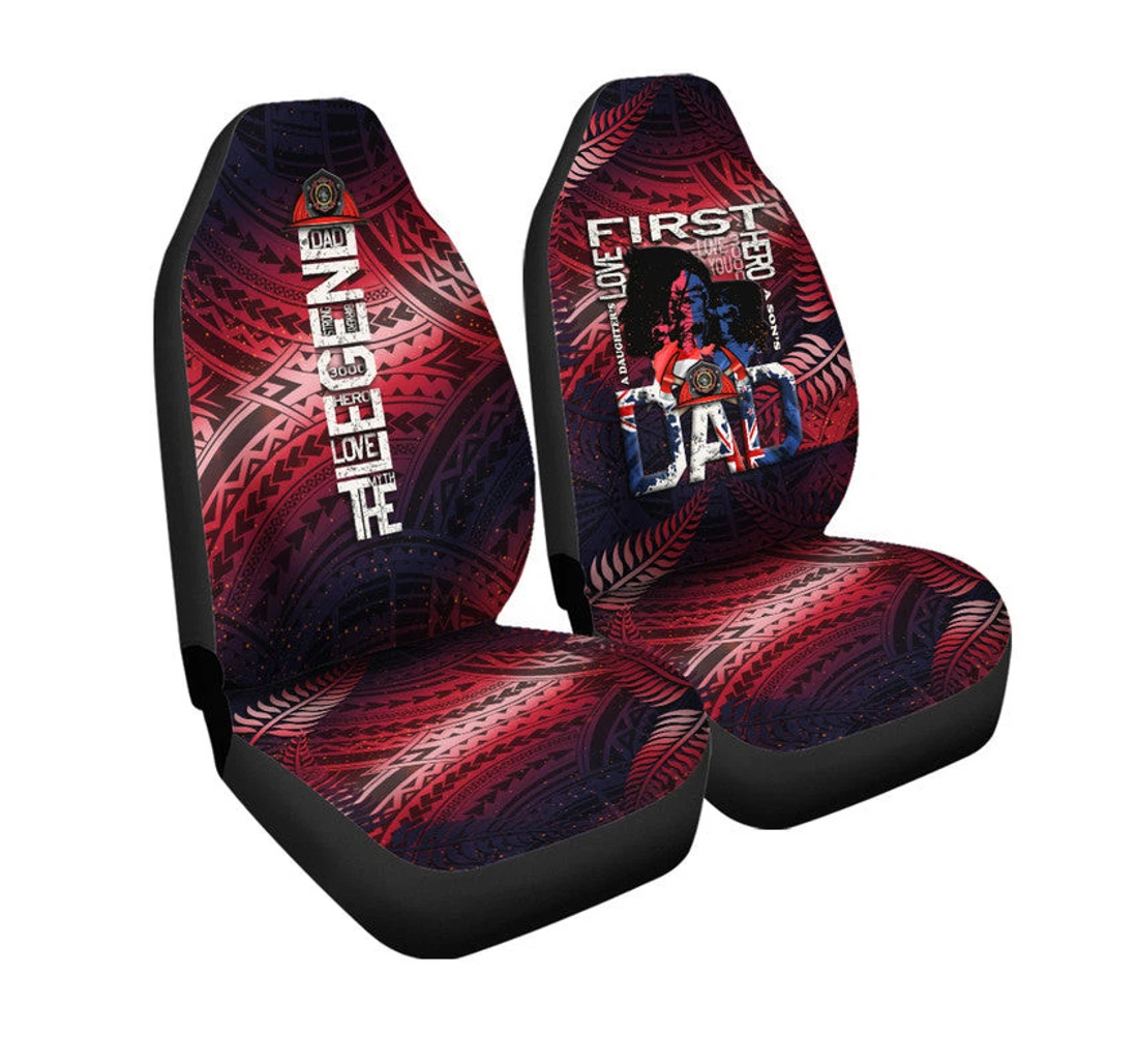 Fathers Day - New Zealand Firefighter Dad - Maori Pattern Lt9 Universal Front Car Seat Cover