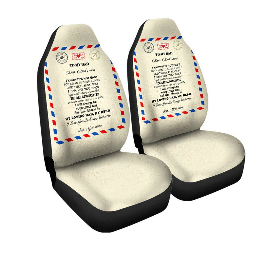 Custom Father Day Letter From Daughter Simple Style Lt8 Universal Front Car Seat Cover