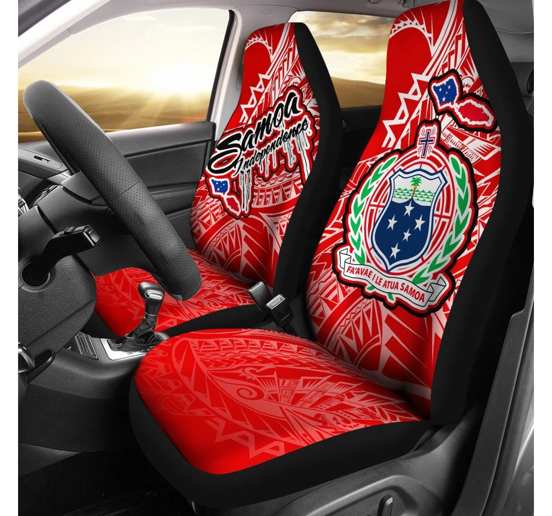 Samoa Polynesian - Independence Day Red Version Universal Front Car Seat Cover