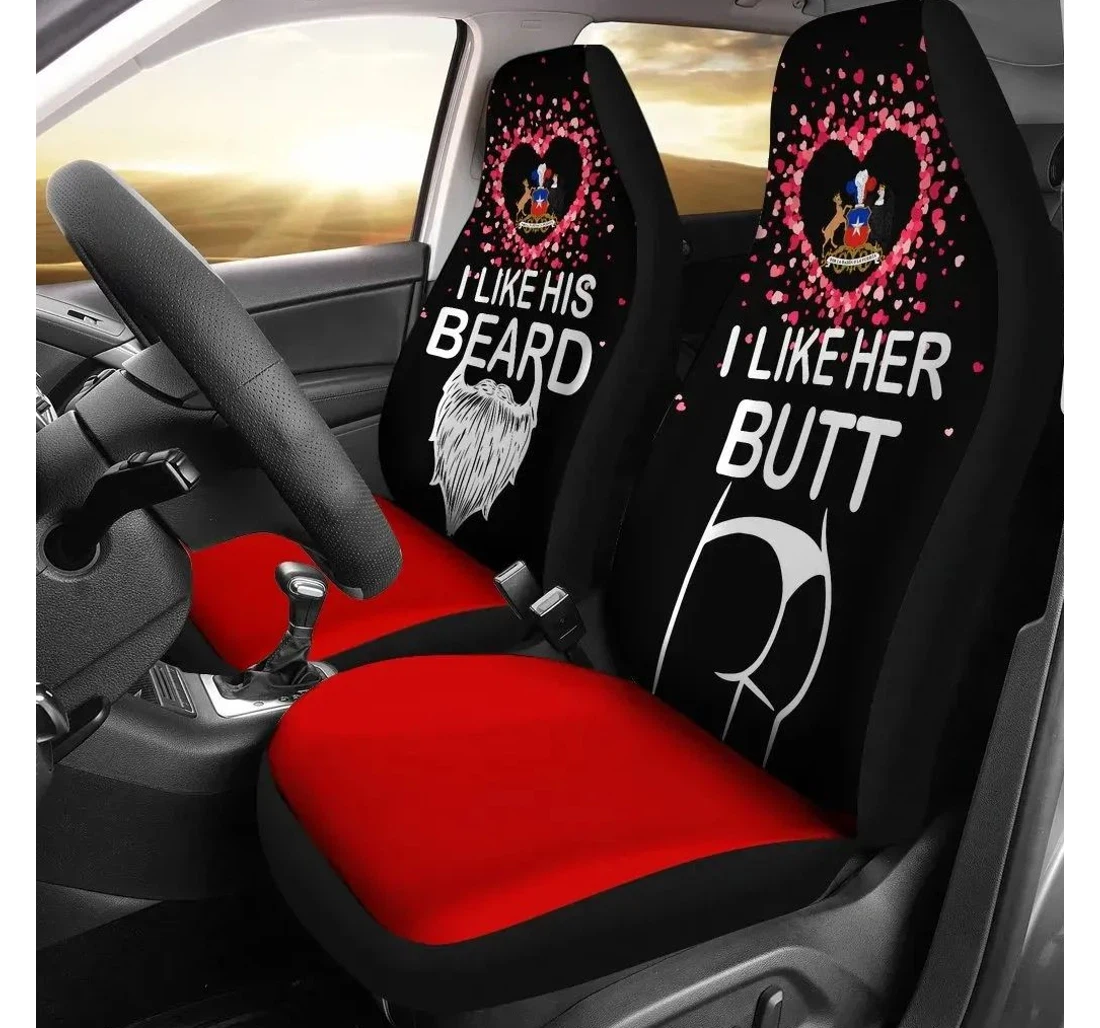 Chile Couple Valentine Her Butt - His Beard Rlt7 Universal Front Car Seat Cover