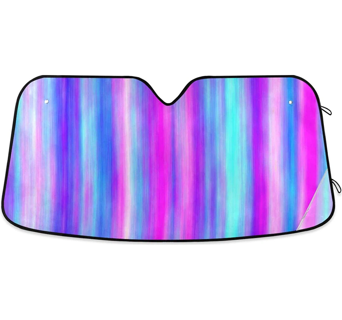 Blended Vertical Stripes Turquoise Pink Galaxy Car Sun Shade