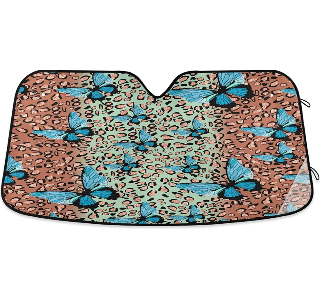 Butterfly Leopard Glitter Gradient Car Sun Shade