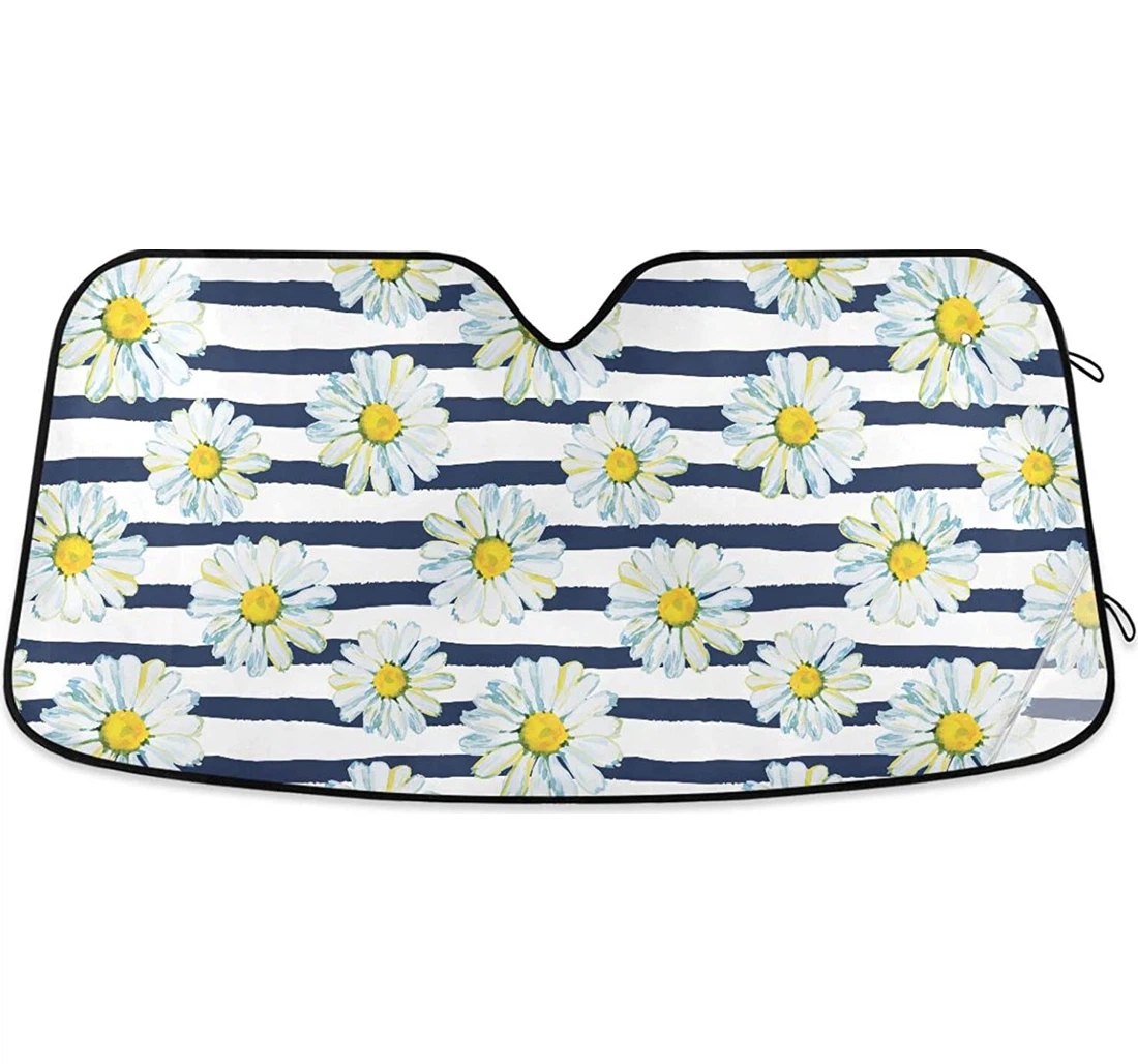 Daisy Striped Nautical Wild Summer Flowers Car Sun Shade