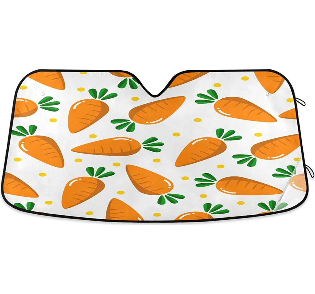 Cartoon Carrots Yellow Dots Car Sun Shade