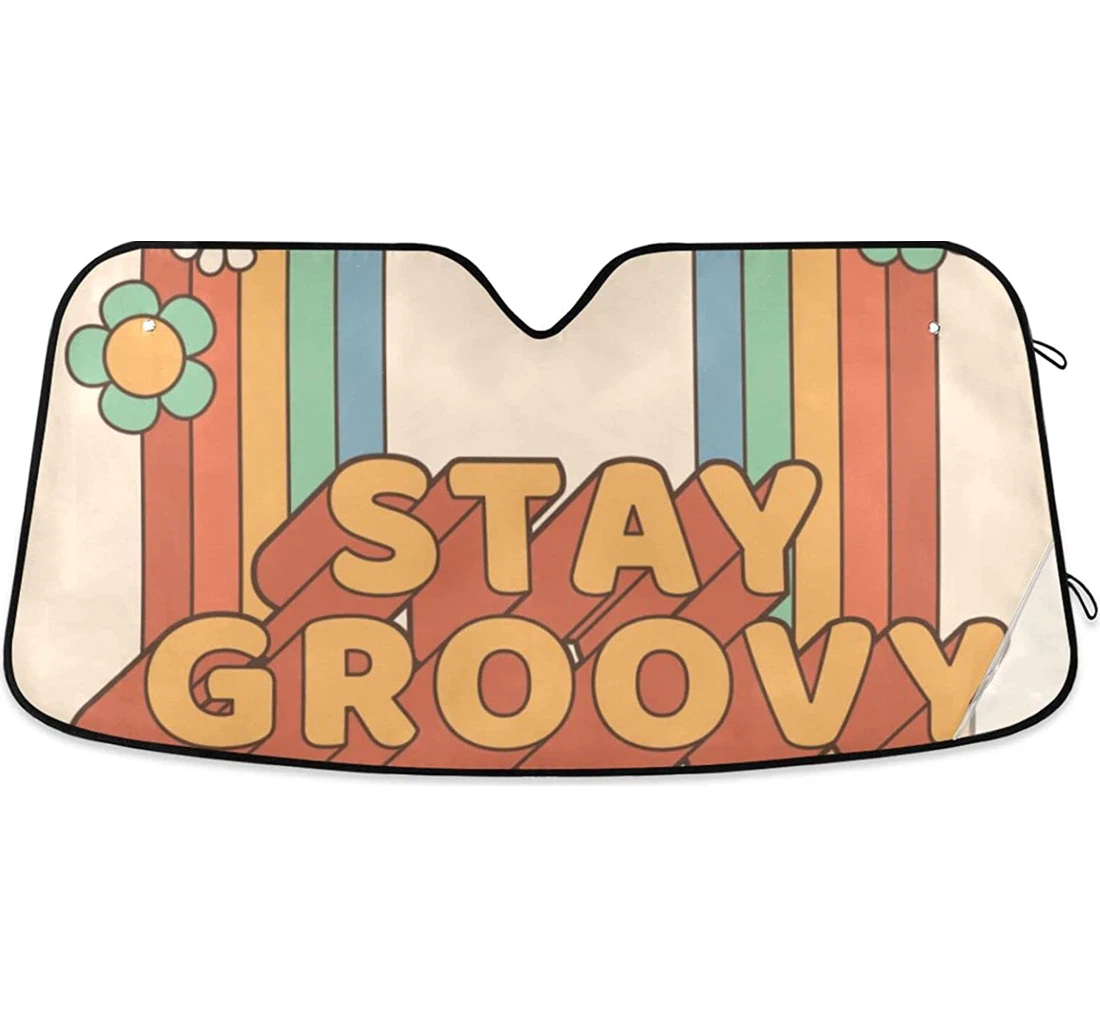 Hippie Funny Cartoon Flower Rainbow Love Daisy Car Sun Shade