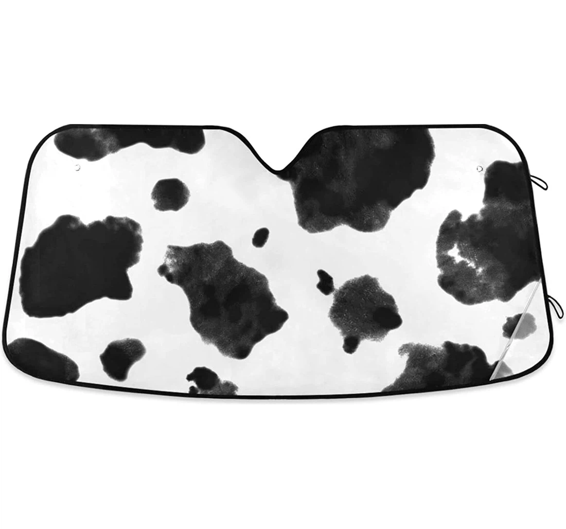 Black White Cow Spot Pattern Car Sun Shade
