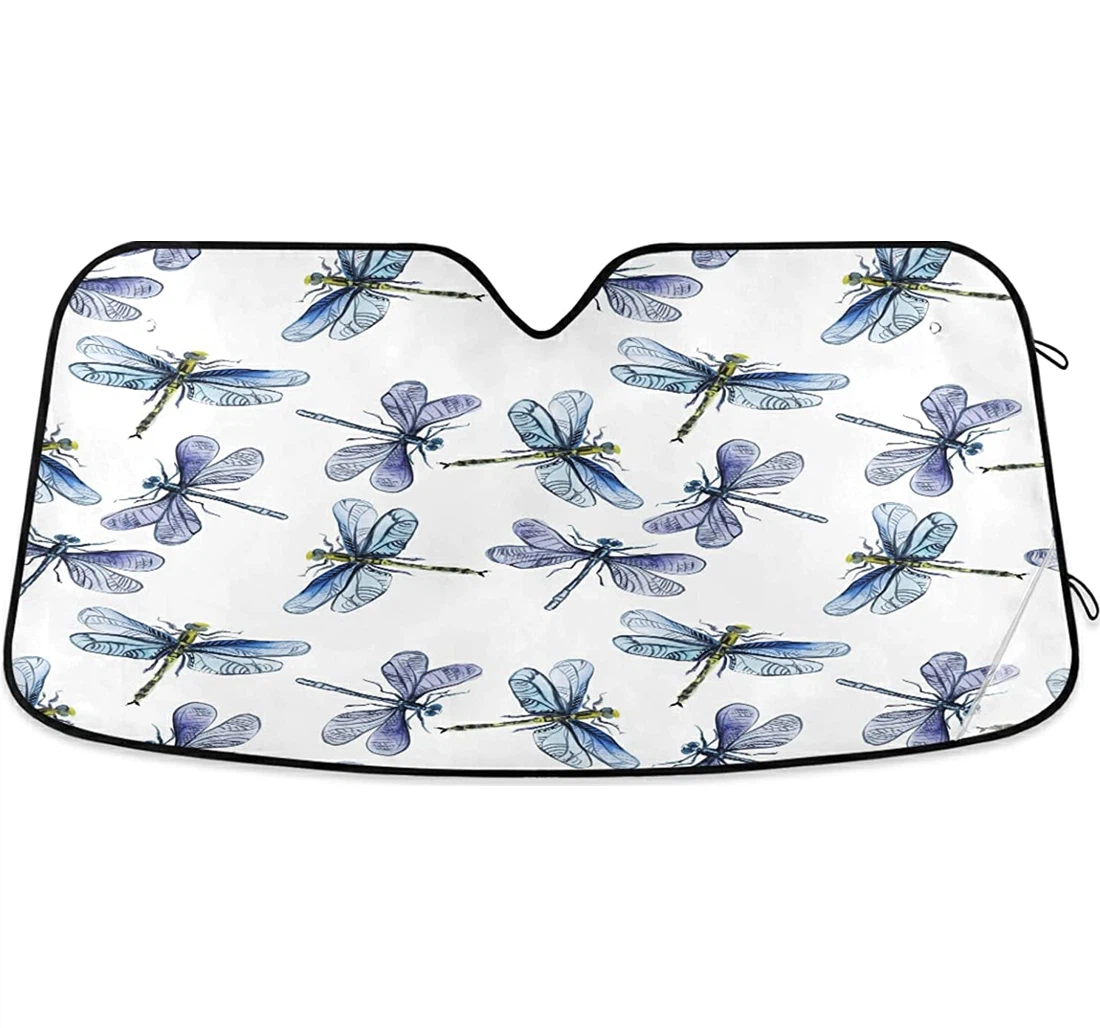 Watercolor Dragonflies Spring Insect Car Sun Shade