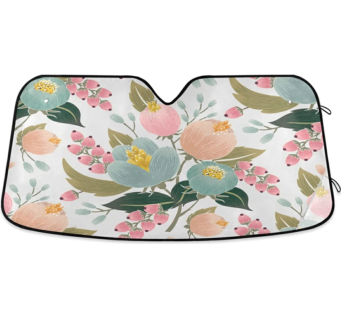 Spring Flowers Floral Blooming Leaves Car Sun Shade
