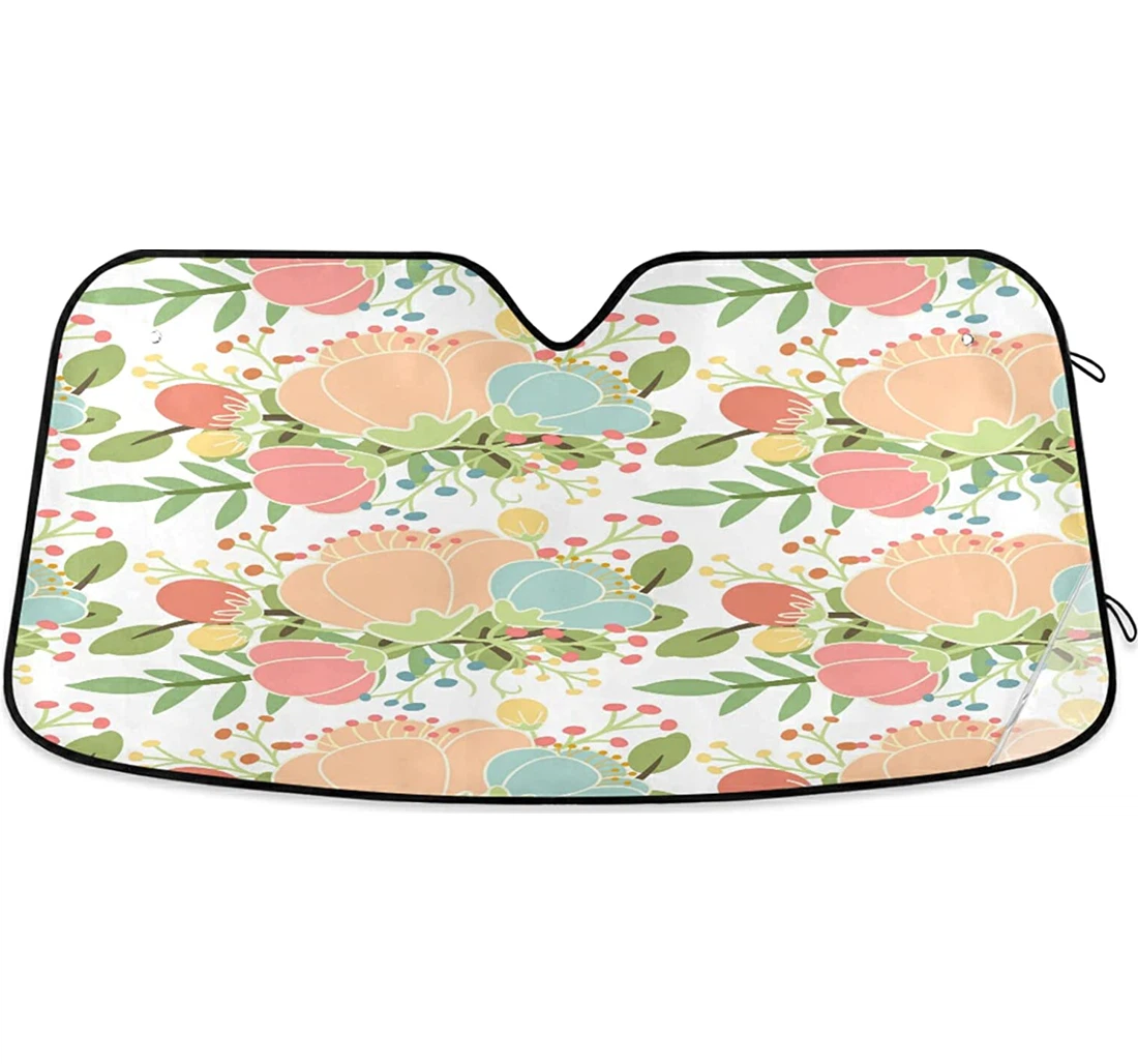Spring Blooming Flowers Floral Leaves Car Sun Shade