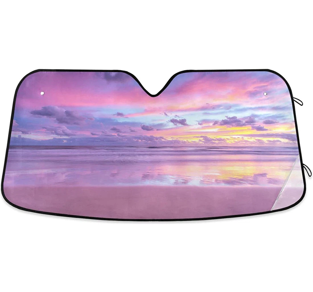 Pink Beach Sunset Car Sun Shade