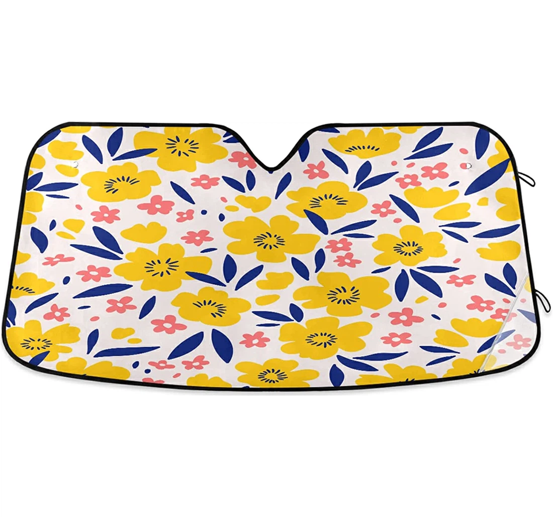 Spring Yellow Floral Flowers Wildflower Car Sun Shade