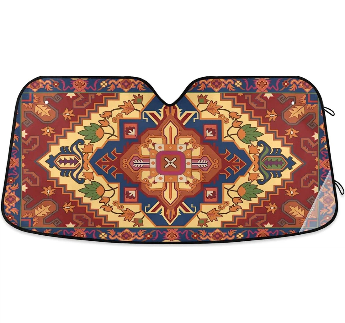 Red Tribal Texture Persian Original Design Car Sun Shade