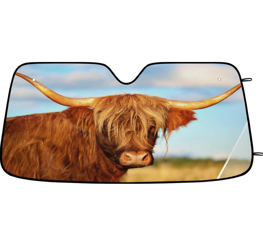 Highland Cow Cow Horns Car Sun Shade