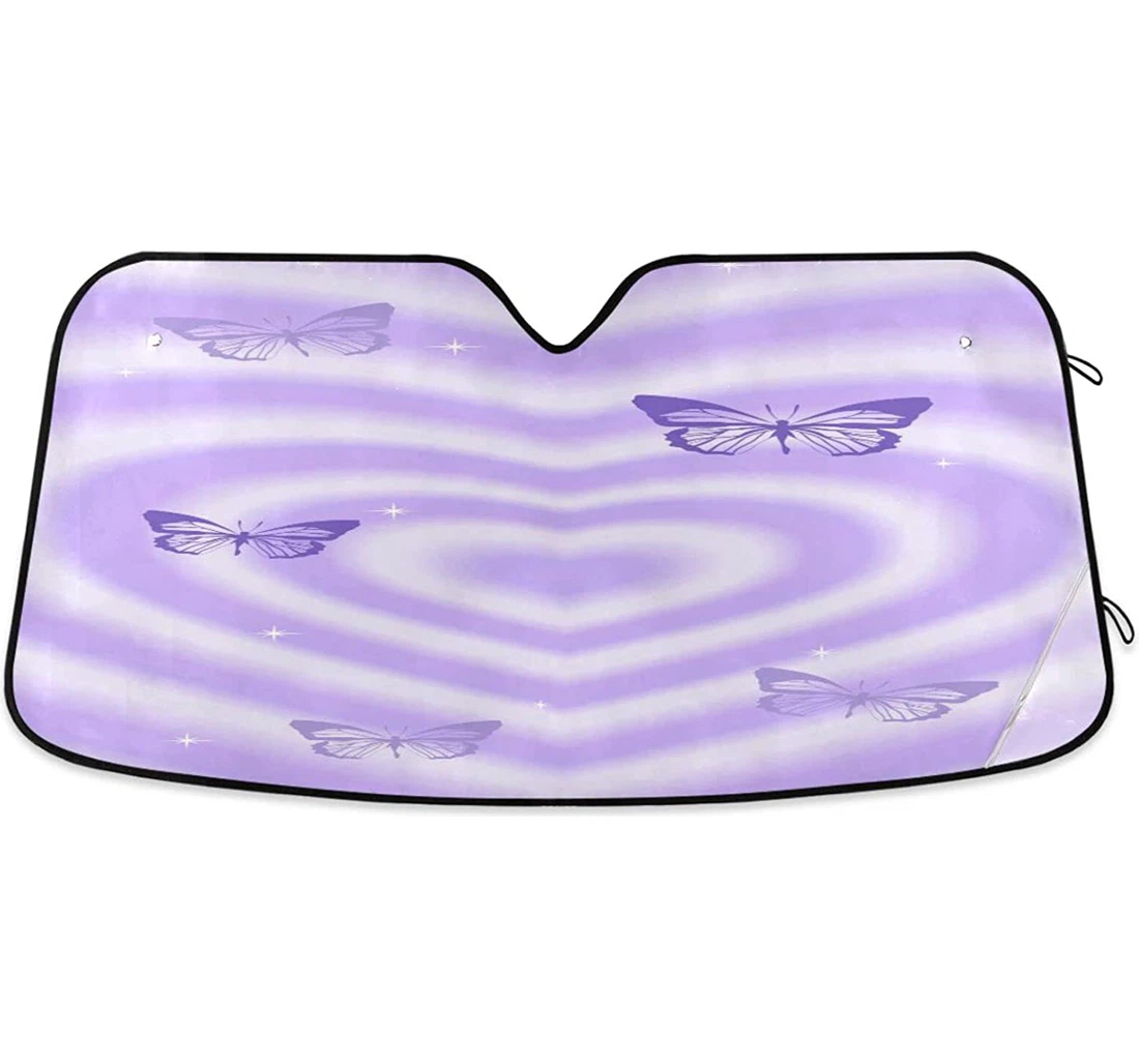 Purple Heart Butterfly Y K Car Sun Shade