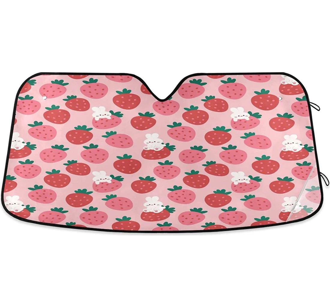 Cute Bunny Strawberry Pattern Car Sun Shade