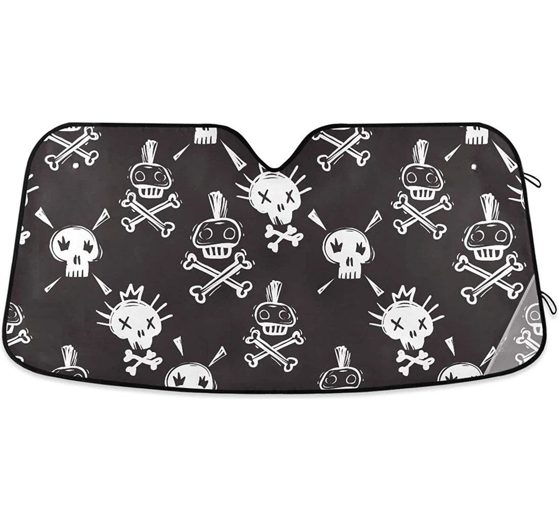 Funny Rock Punk Skulls Car Sun Shade
