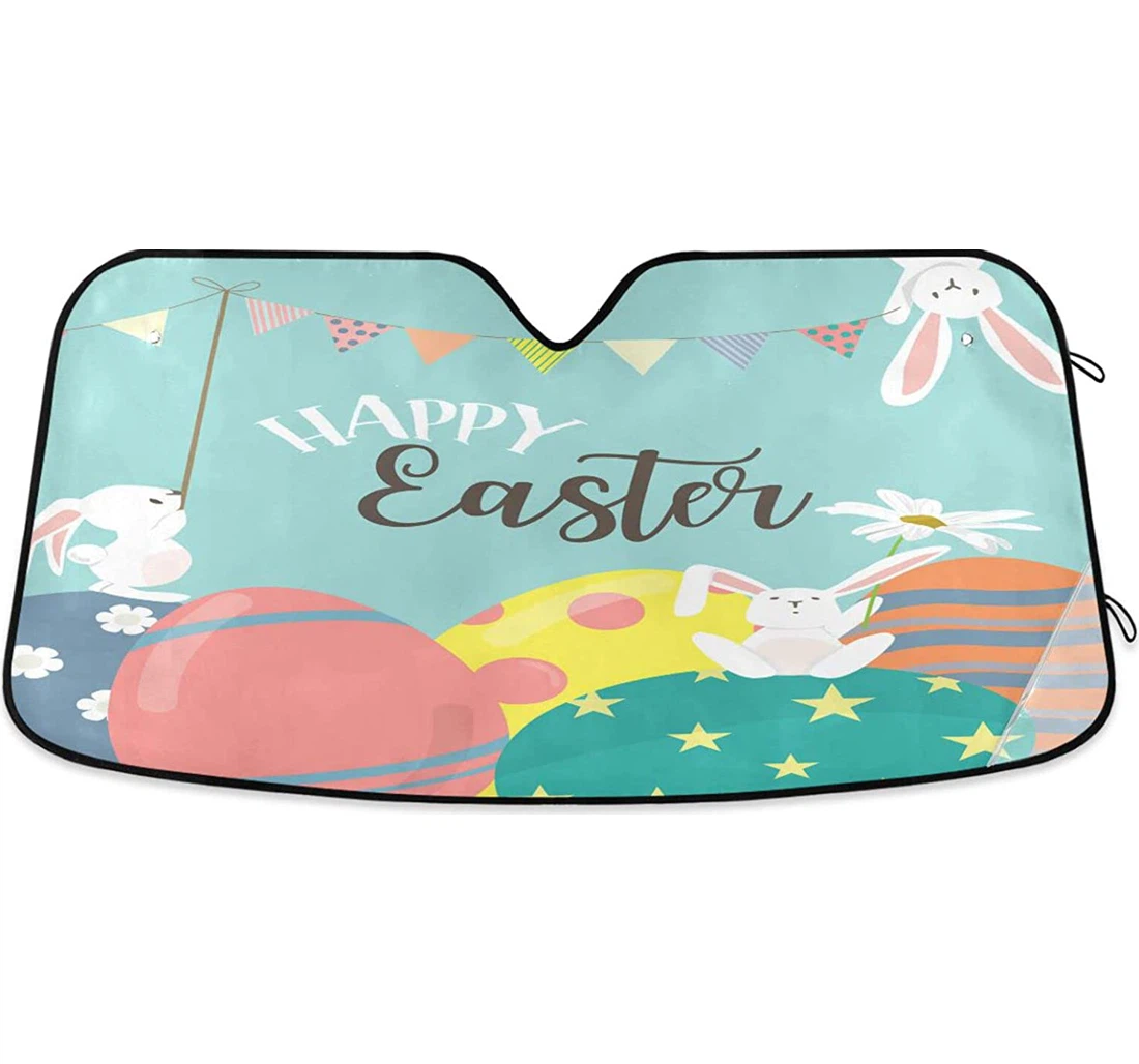 Easter Eggs Cute Bunny Rabbit Car Sun Shade