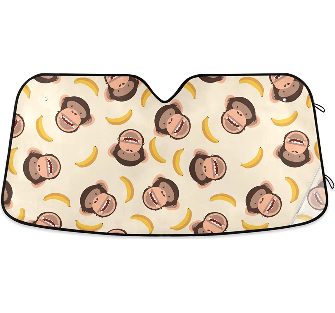Cute Chimpanzee Banana Car Sun Shade