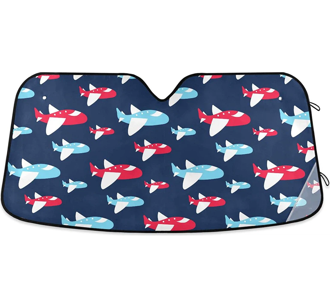 Red Blue Plane Jet Car Sun Shade