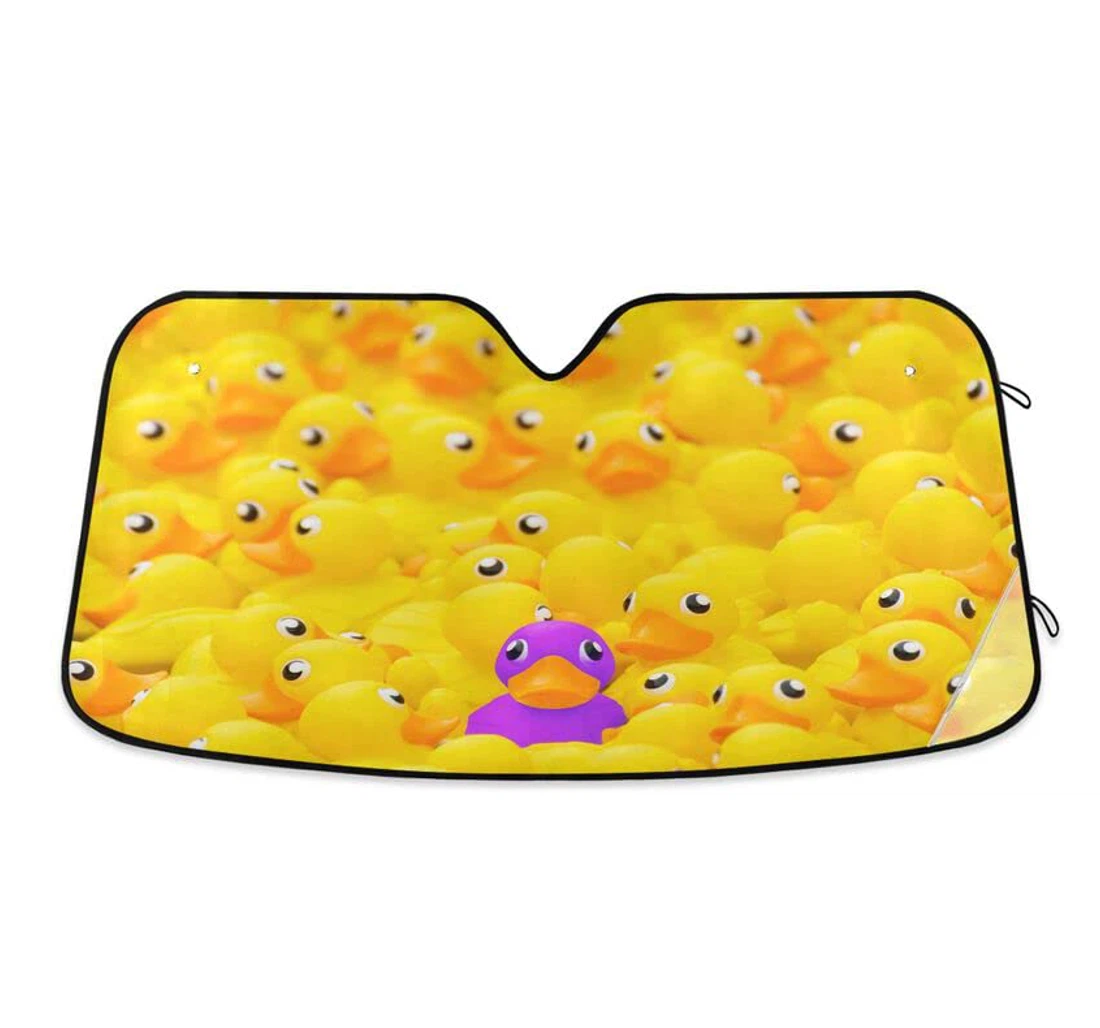 Yellow Purple Duck Toy Realistic Cute Car Sun Shade