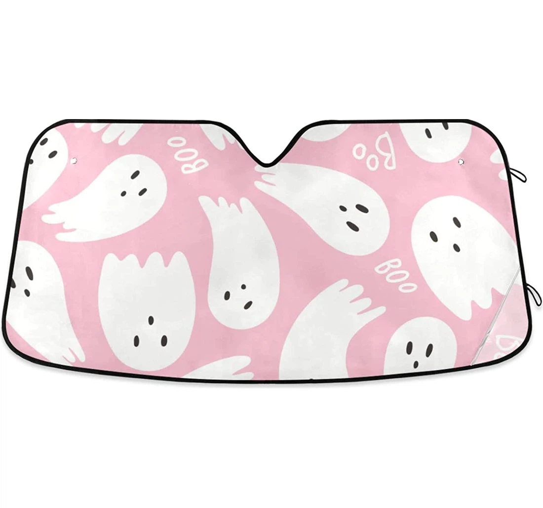 Pink Cute Halloween Ghost Car Sun Shade