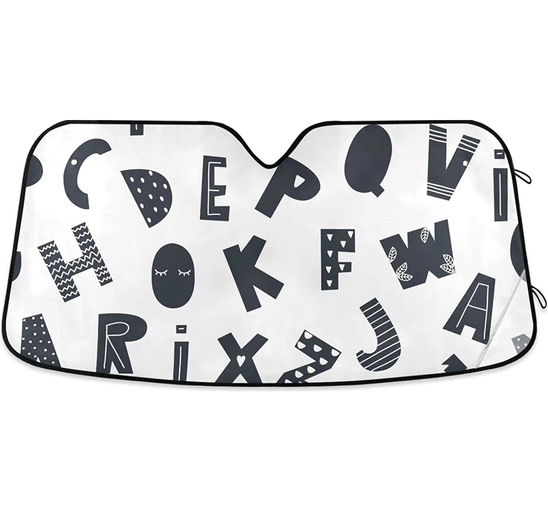 Black Letter Pattern Screen Car Sun Shade