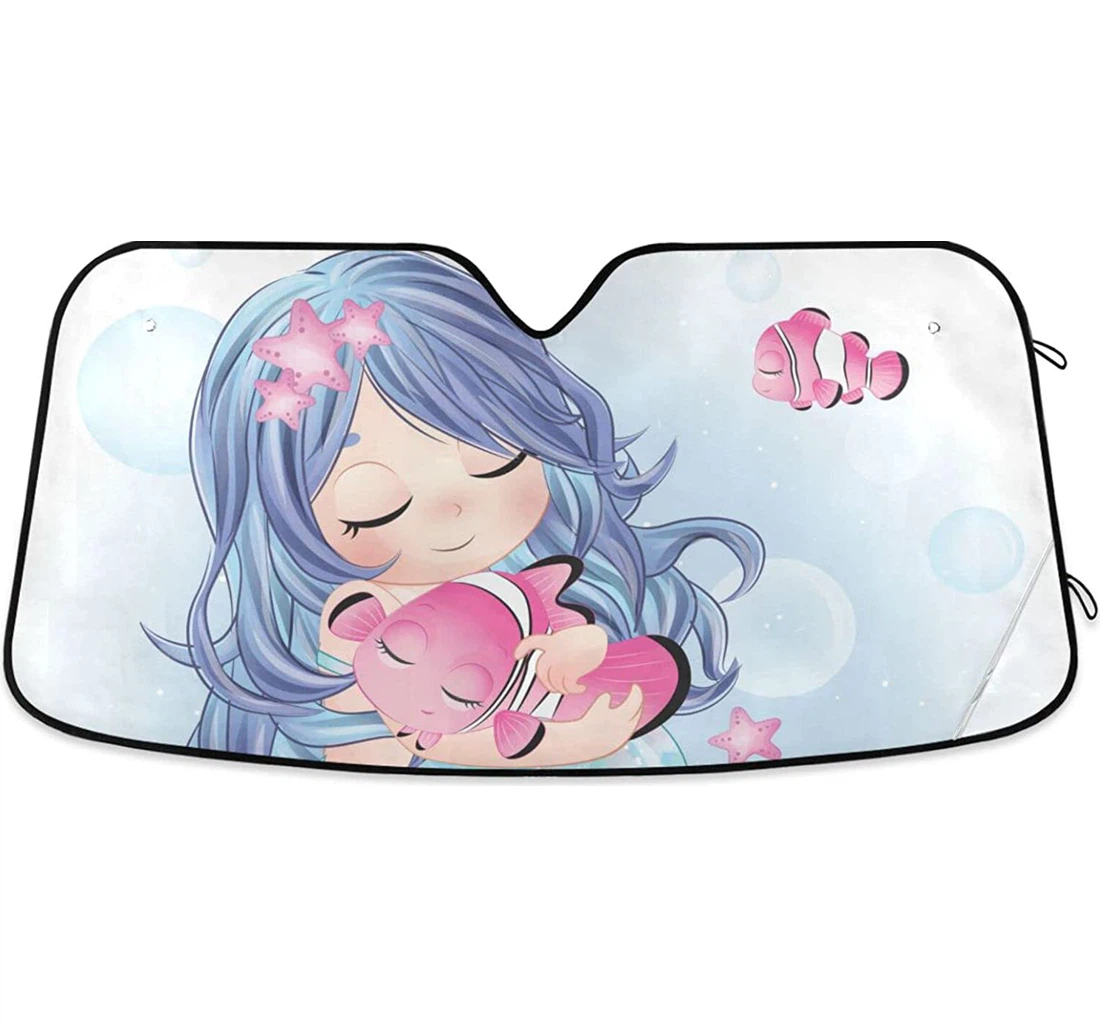 Blue Mermaid Screen Car Sun Shade