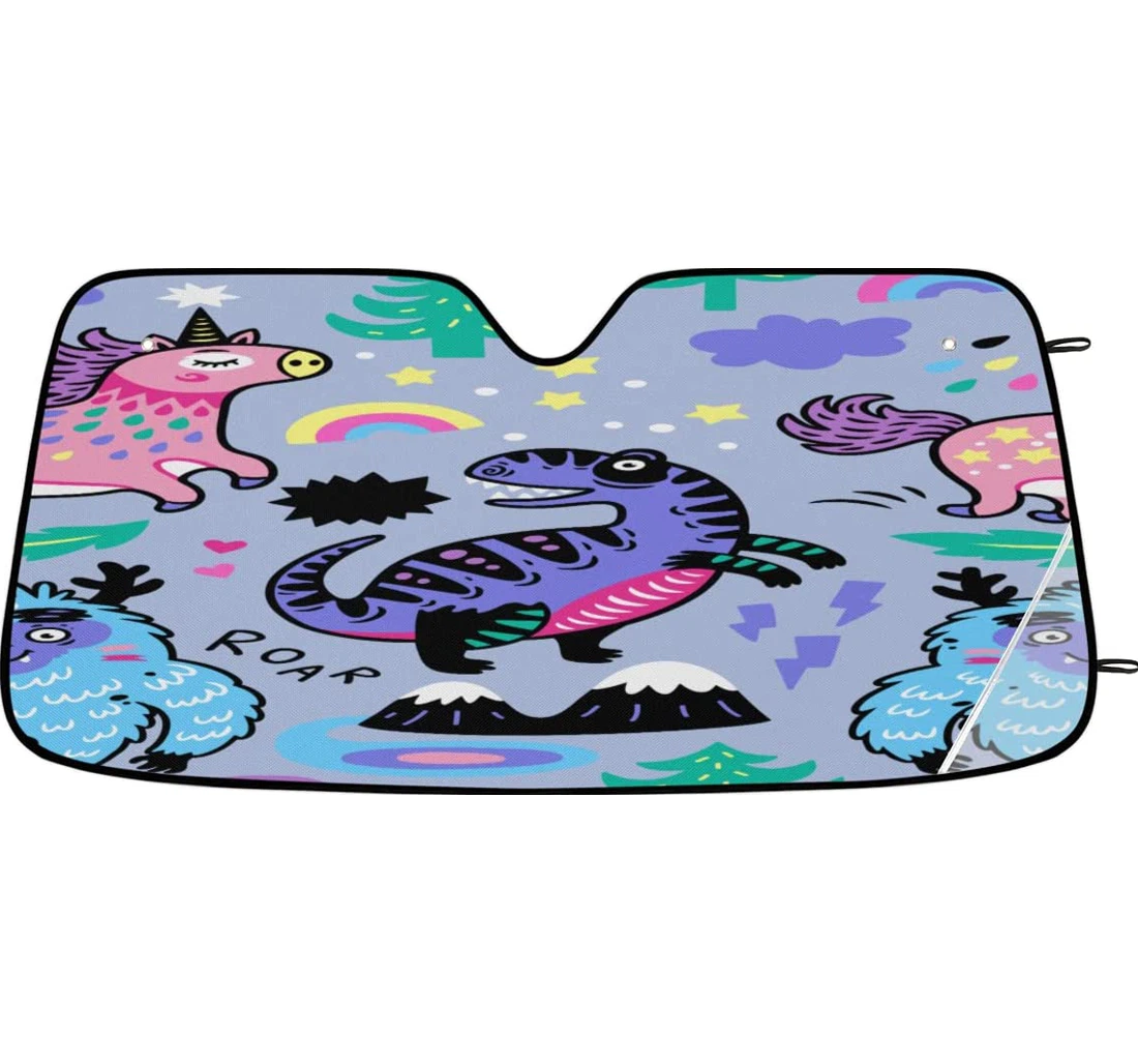 Lovely Dinosaur Dinosaur Unicorn Car Sun Shade