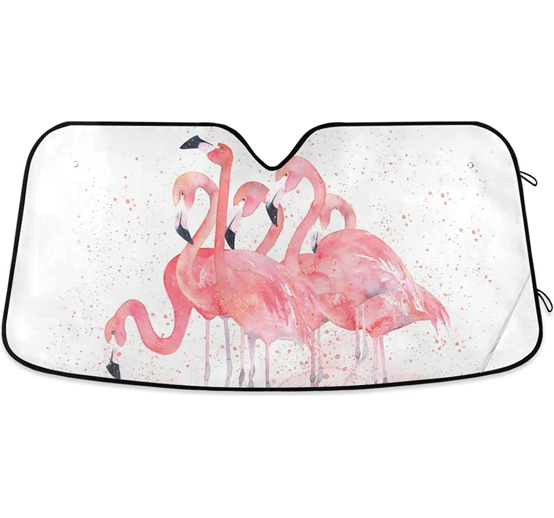 Watercolor Splash Flamingos Screen Car Sun Shade