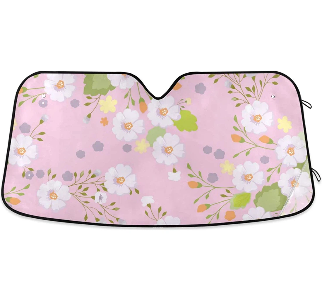 Pink White Flowers Car Sun Shade