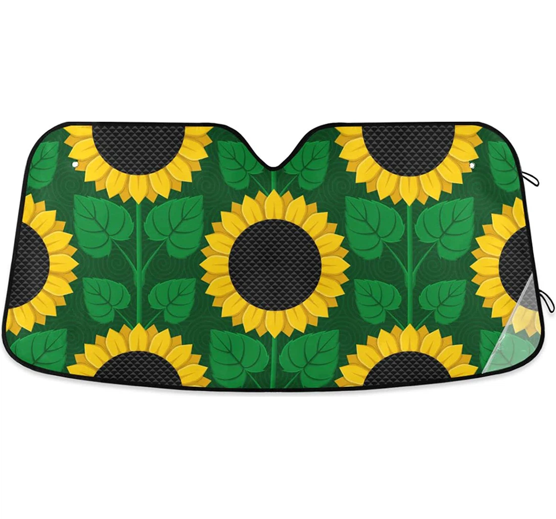 Floral Seamless Pattern With Sunflowers Car Sun Shade