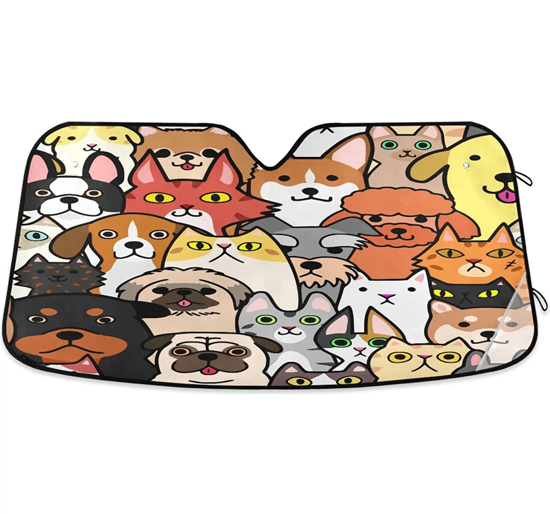 Dogs Cats Faces Umbrella Car Sun Shade