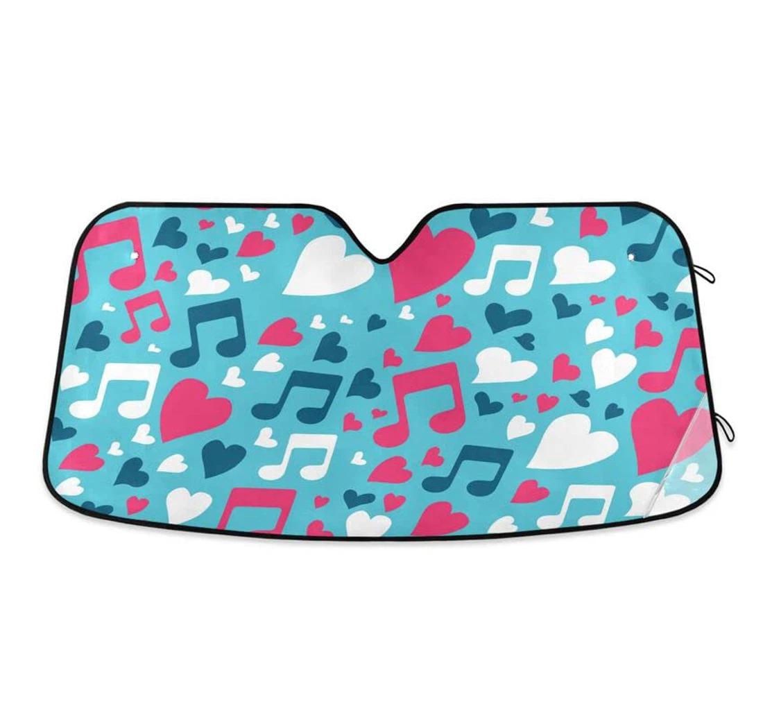 Music Notes Hearts Car Sun Shade
