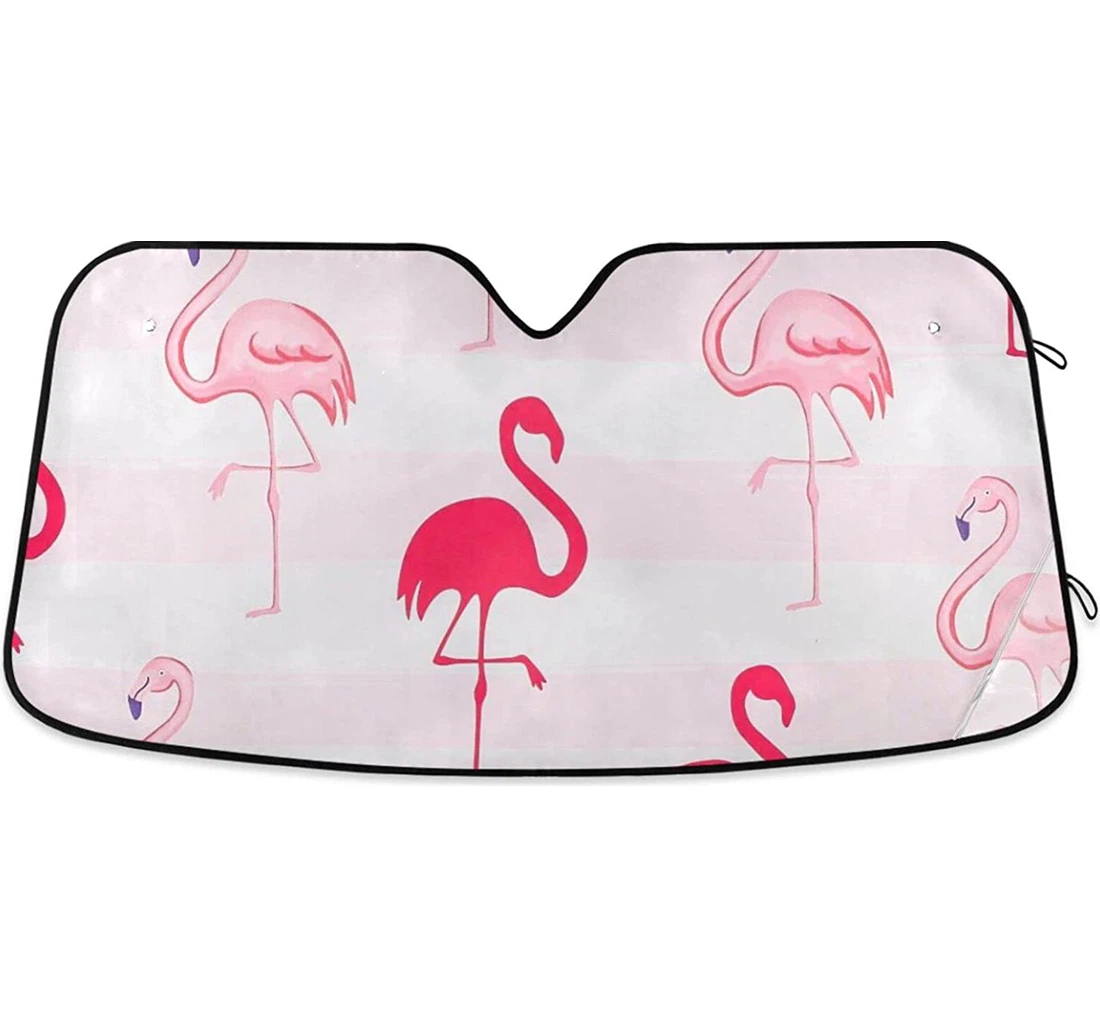 Cartoon Red Flamingo Car Sun Shade