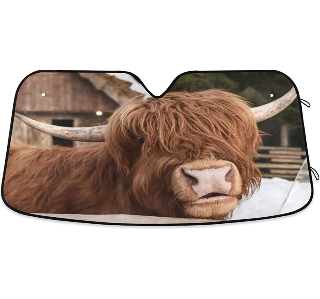 Highland Cow Cattle Funny Farm Car Sun Shade