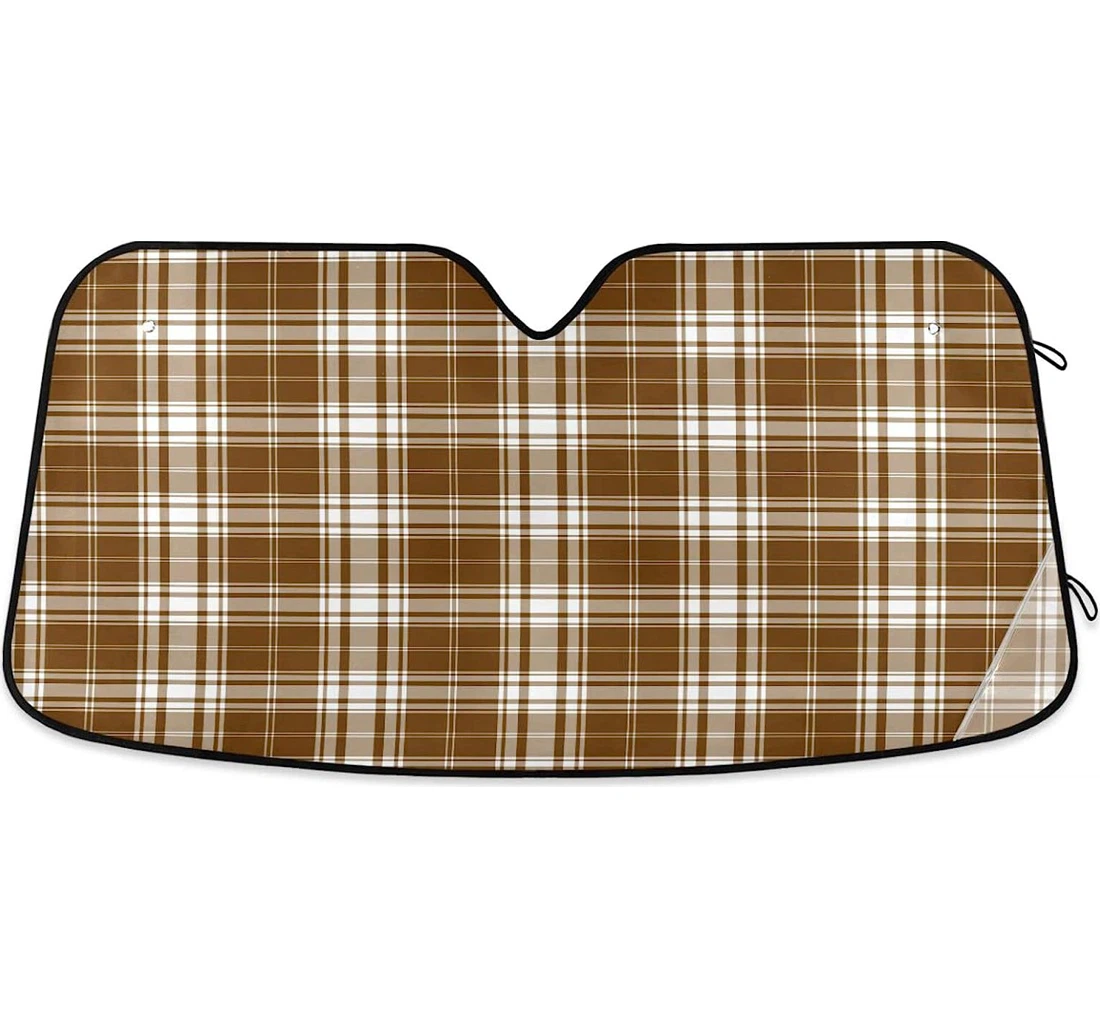 Kigai Vintage Brown Plaid Classial Buffalo Check Tartan Car Sun Shade