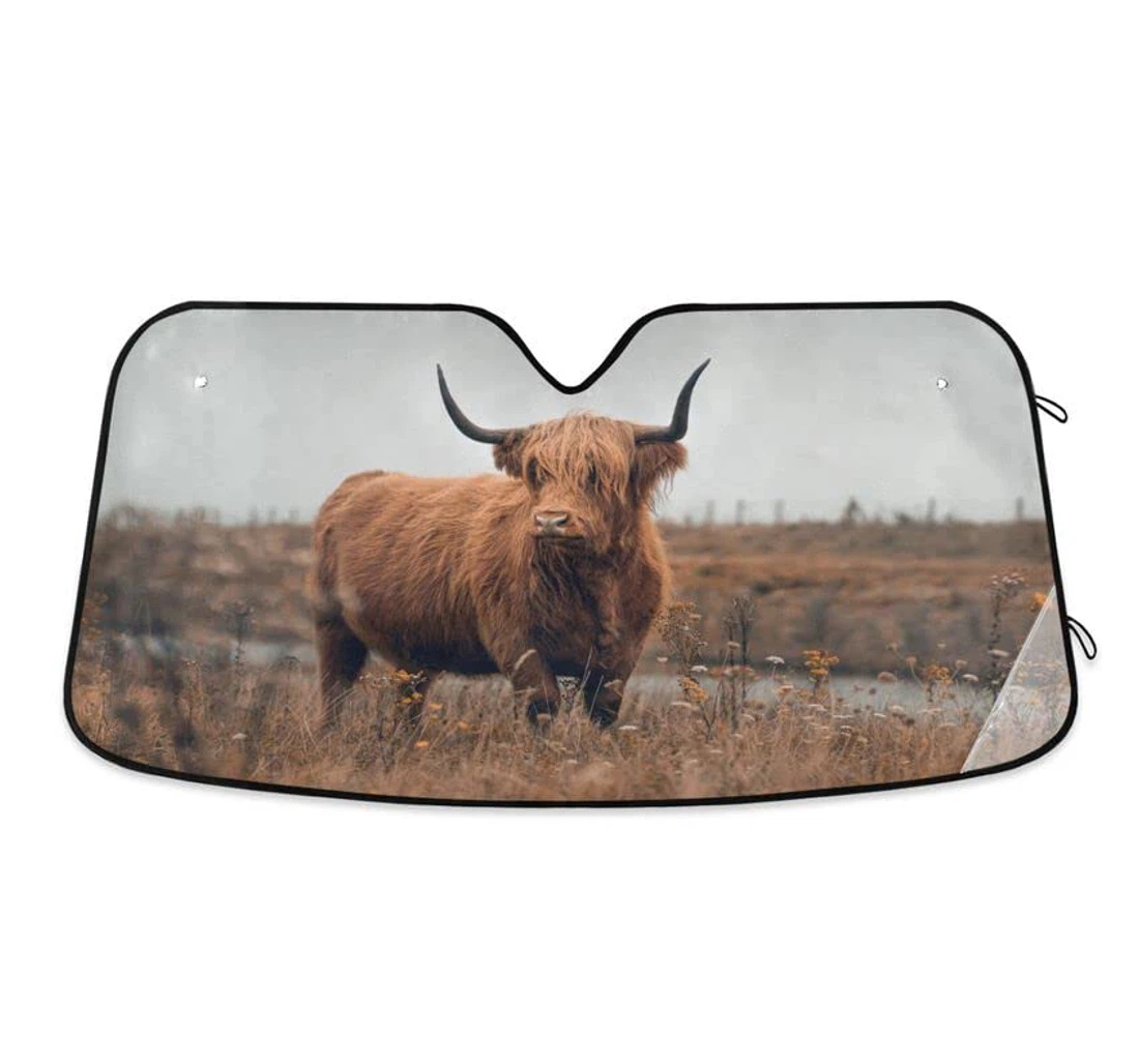 Highland Cow Calf Scottish Cattle Car Sun Shade