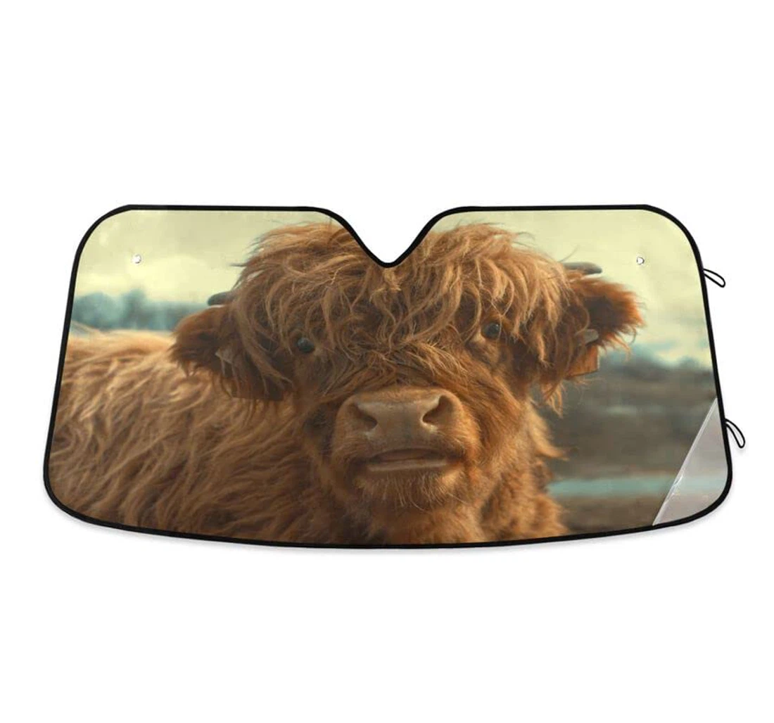 Cute Highland Cattle Cow Lovely Car Sun Shade