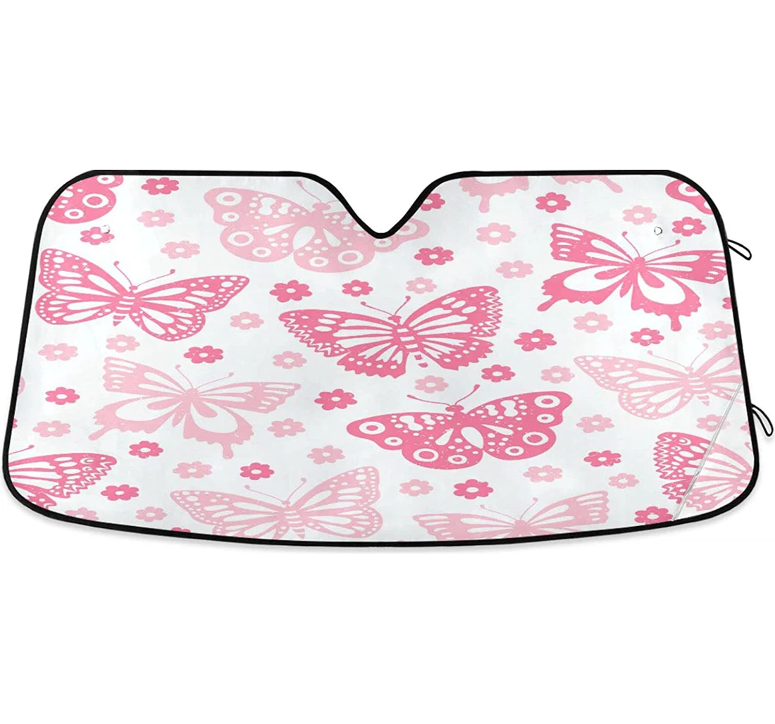 Kigai Pink Butterfly Car Sun Shade
