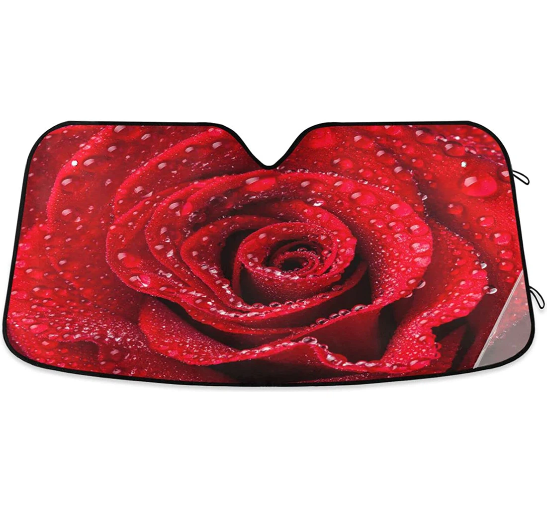 Kigai Beautiful Close Up Red Rose Car Sun Shade