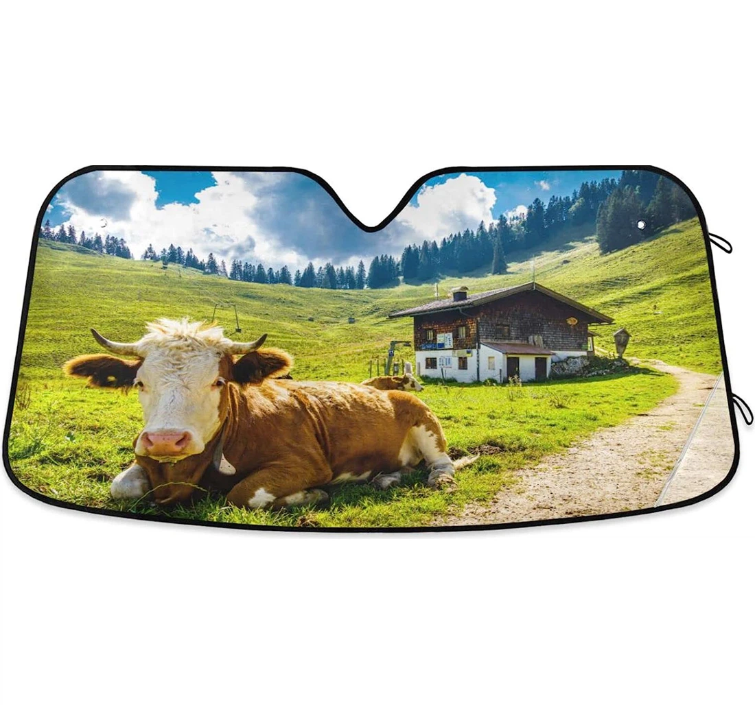 Highland Cow Meadow Cattle Car Sun Shade